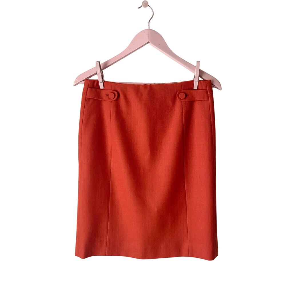 J. Crew 100% Wool Orange Pencil Skirt
